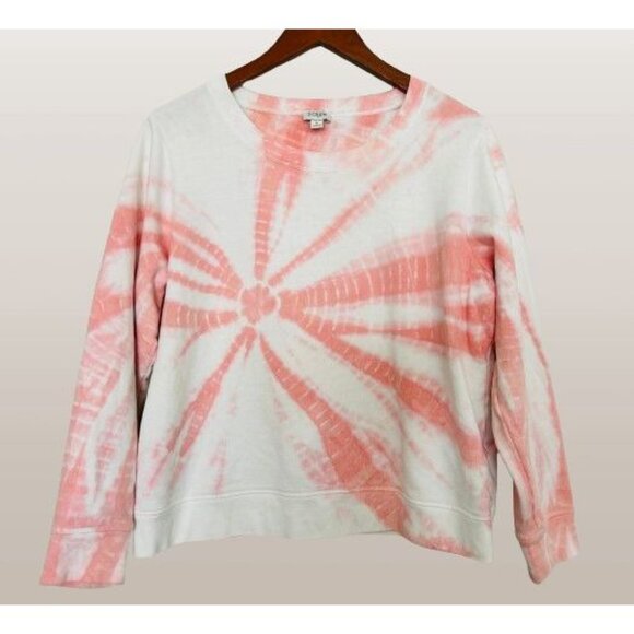 J.CREW Sweatshirt Pink White Tie Dye CrewNeck Cotton Pullover Size Large - Picture 2 of 8